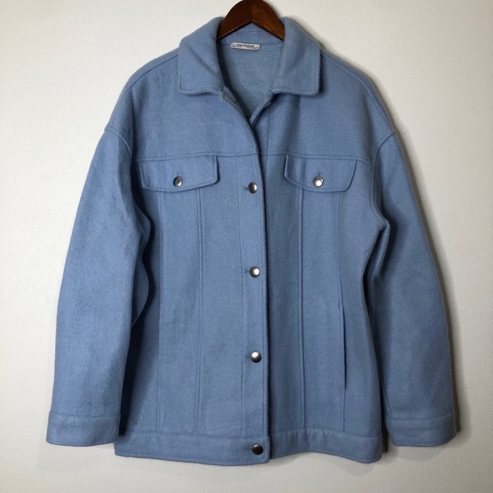Zara Trafaluc Button Down‎ Jacket Baby Blue Large